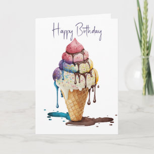 Carte Anniversaire Crème de glace cône