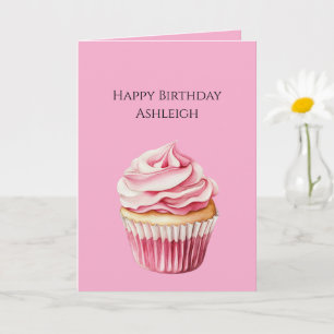 Carte Anniversaire Cupcake Rose