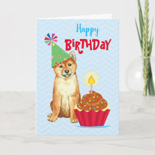 Carte Anniversaire Cupcake Shiba Inu