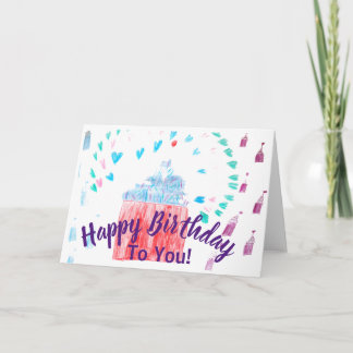 Carte Anniversaire - Cupcake Surprise - Blanc - Matte