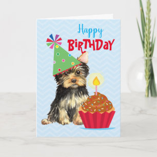 Carte Anniversaire Cupcake Yorkie