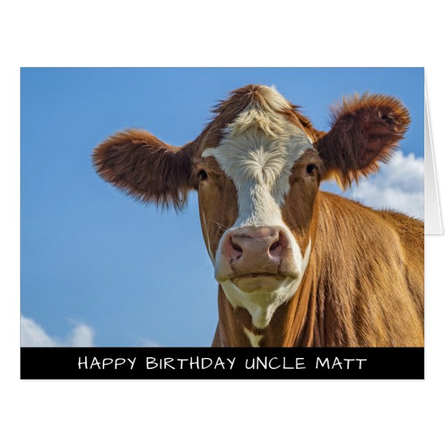 Carte Anniversaire Cute Cow Extra Large (Devant horizontal)