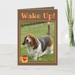 Carte Anniversaire Cute Wake Up Avec Café & Basset