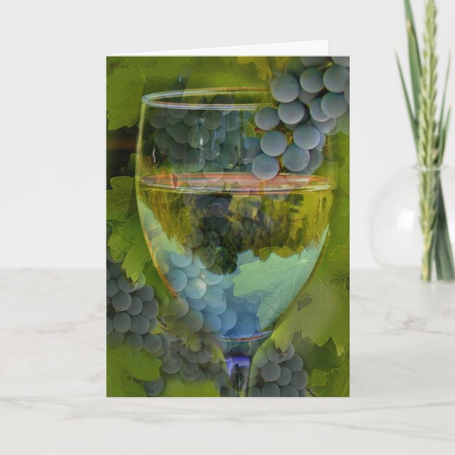 Carte Anniversaire d'acclamations de vin et de raisin (Devant)