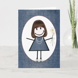 Carte Anniversaire d'amie Fille bonhomme allumette