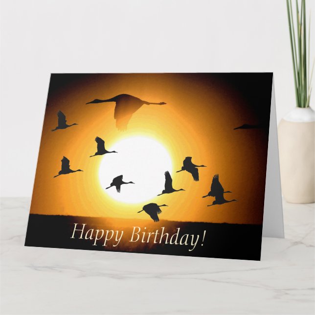 Carte Anniversaire d'animaux de faune d'oiseaux de grue (Devant)