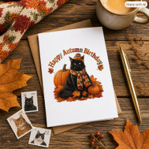 Anniversaire d'automne Chat noir cosy