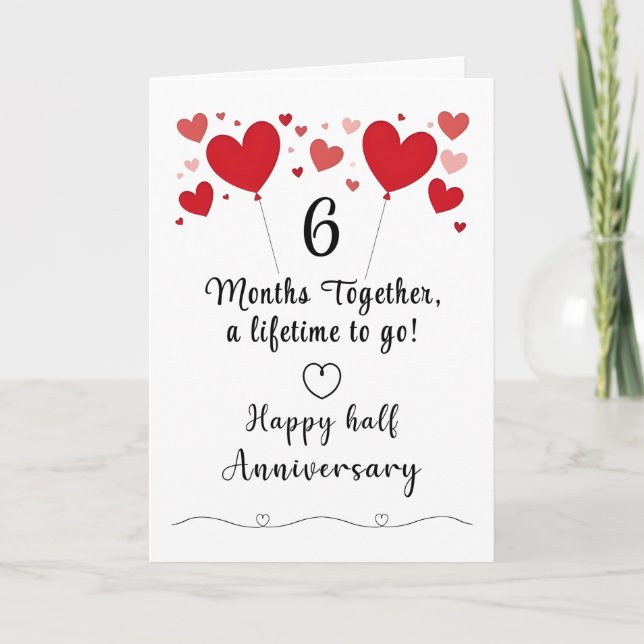 Carte anniversaire de 6 mois pour femme ou mari (Devant)