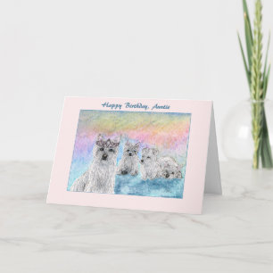 Carte Anniversaire de Auntie, chien de terrier de l'oues