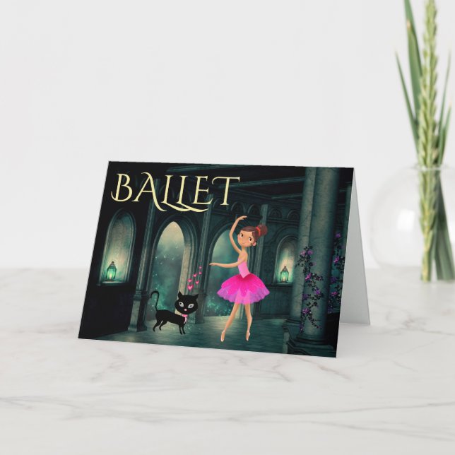 Carte Anniversaire de Ballerina et de Chat (Devant)