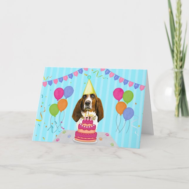 Carte Anniversaire de Basset Hound (Devant)