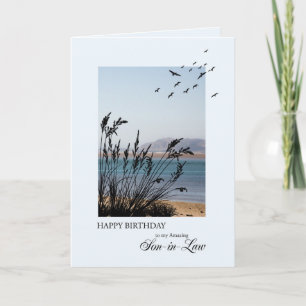 Carte Anniversaire de beau-fils, scène de bord de la mer