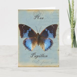 Carte Anniversaire de bleu de Papillon joyeux
