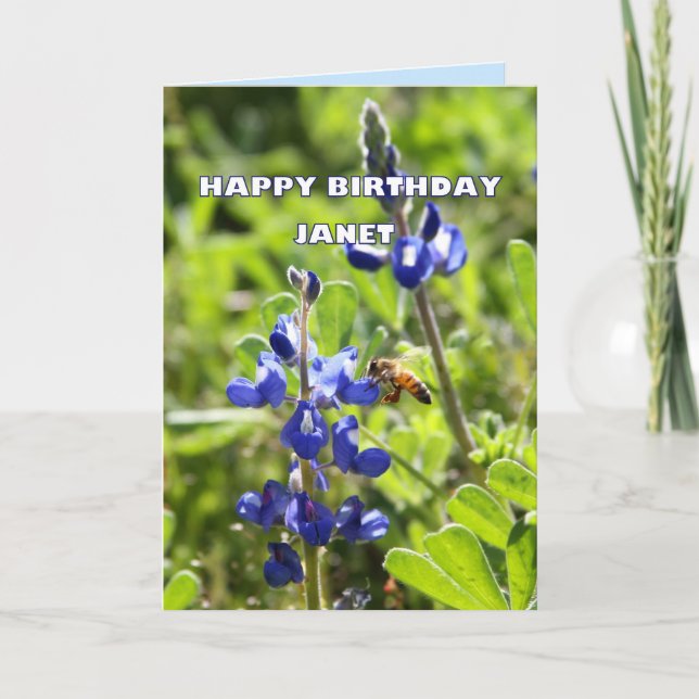 Carte Anniversaire de Bluebonnet de Janet le Texas (Devant)