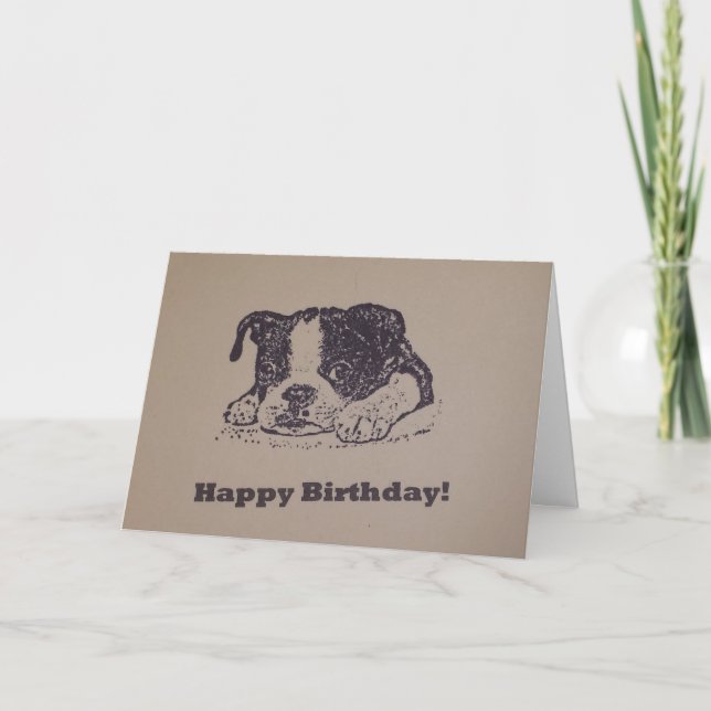 Carte Anniversaire de Boston Terrier (Devant)