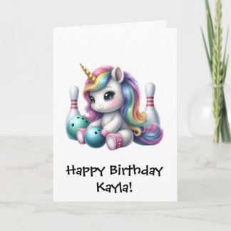 Carte Anniversaire de Bowling Licorne Filles Personnalis
