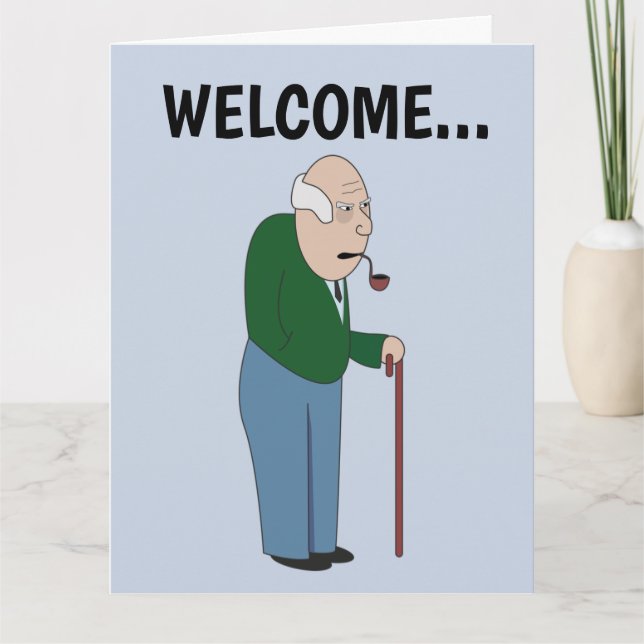CARTE ANNIVERSAIRE DE CANNE HOMME FUNNY AU-DESSUS DES CA (Devant)