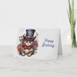Carte Anniversaire de chat américain patriotique