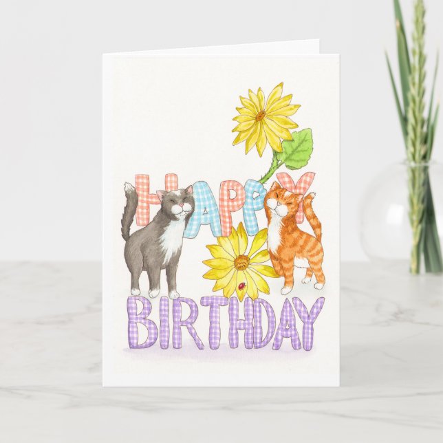 Carte Anniversaire de chats d'amour (Devant)