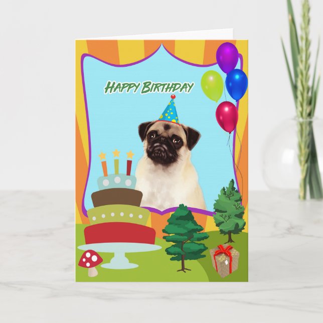 Carte Anniversaire de chien de carlin (Devant)