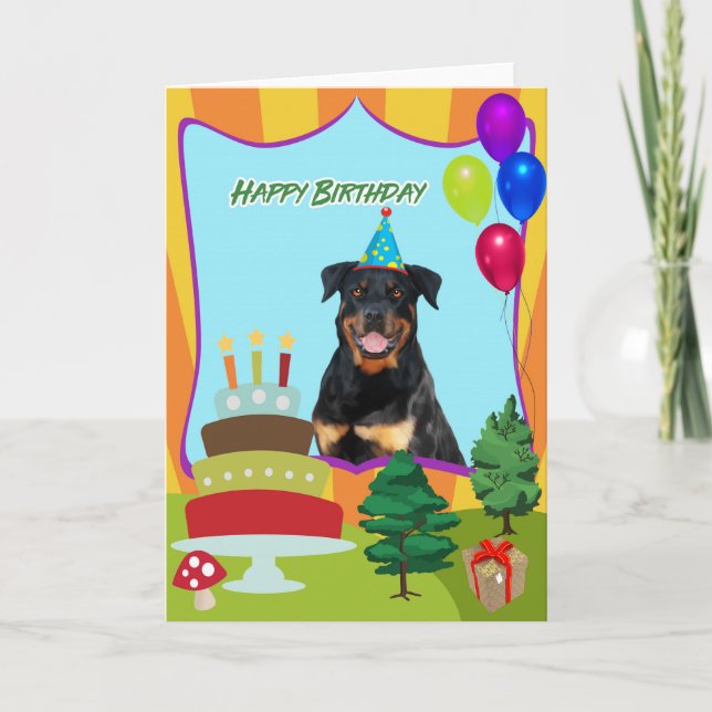 Carte Anniversaire de chien de rottweiler (Devant)