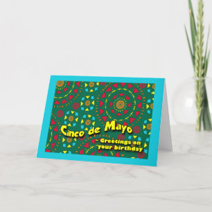 Carte Anniversaire de Cinco De Mayo, motif de mosaïque