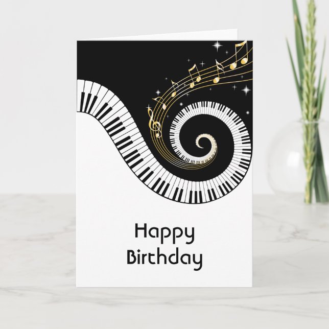 Carte Anniversaire de clés de piano et de notes de (Devant)