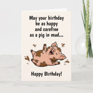 Carte Anniversaire de cochon drôle