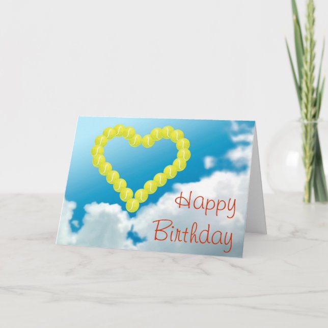Carte Anniversaire de coeur de tennis joyeux (Devant)