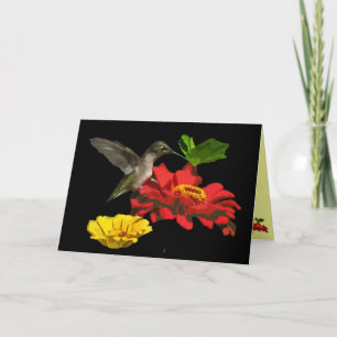 Carte Anniversaire de colibri et de Zinnias