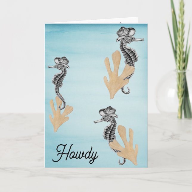 Carte Anniversaire de Cowboy Seahorse (Devant)
