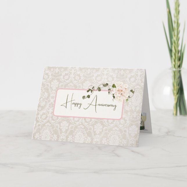 Carte Anniversaire de Damas Hydrangea Bouquet (Devant)