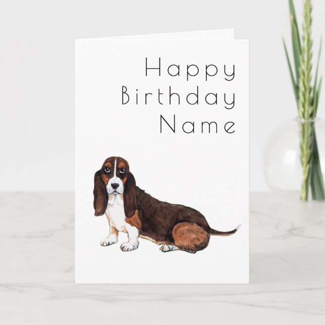 Carte Anniversaire de Dog Basset Hound Deco (Devant)