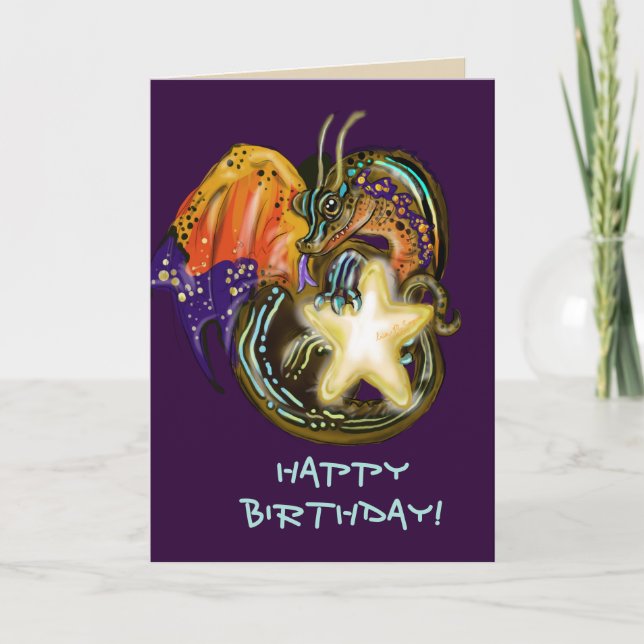 Carte Anniversaire de dragon de lueur d'étoile (Devant)