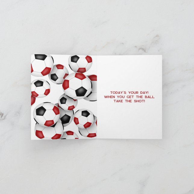 Carte anniversaire de enfant de balles de football noir  (Intérieur)