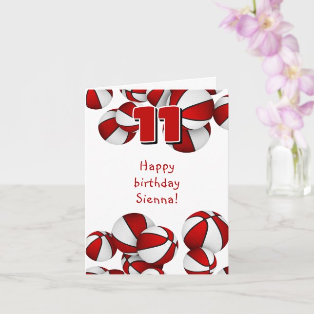 Carte anniversaire de enfant de basket blanc rouge (Orchidée)