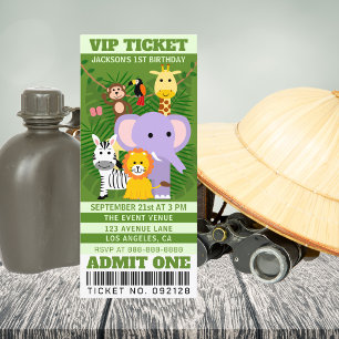 Carte Anniversaire de enfant de billet VIP Jungle Safari