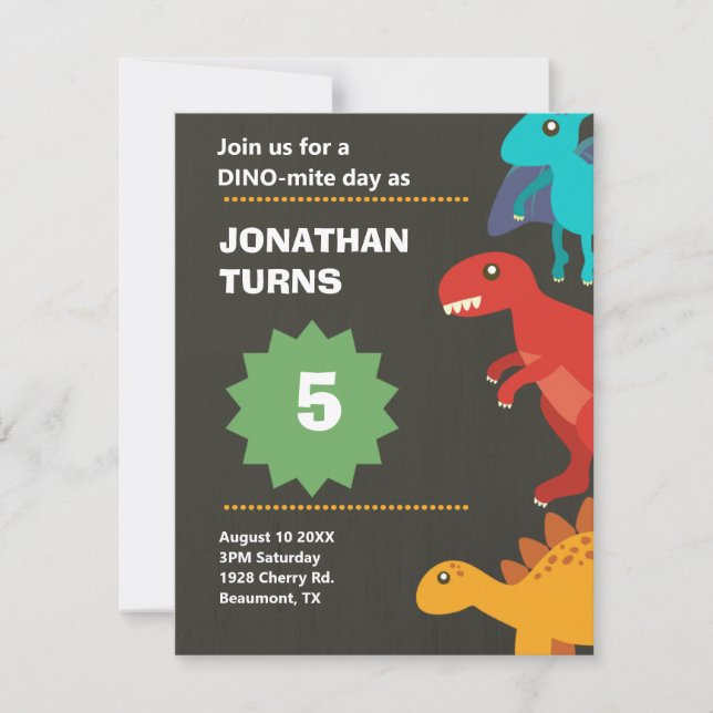 Carte Anniversaire de enfant de dinosaures moderne (Devant)