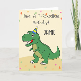 Carte Anniversaire de enfant Dinosaur T-rex person