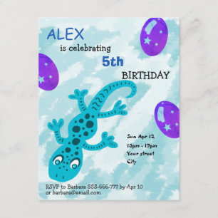 Carte Anniversaire de enfant Gecko Lizard