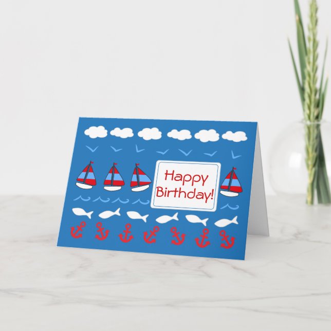 Carte Anniversaire de enfant Rouge Bleu Bleu Patriotique (Devant)
