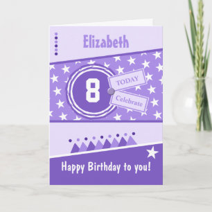 Carte Anniversaire de enfant violet lilas et blanc n'imp