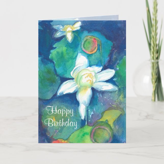 Carte Anniversaire de fleur de Lotus joyeux (Devant)