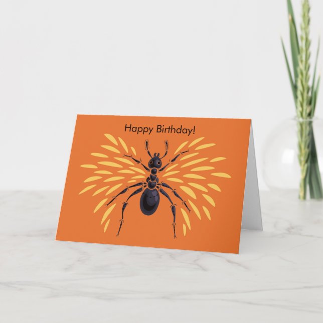 Carte Anniversaire de fourmi à ailes par texte fait sur (Devant)
