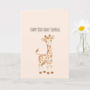 Carte Anniversaire de girafe mignon