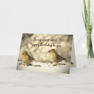 Carte Anniversaire de Goldfinch et Pine Siskin
