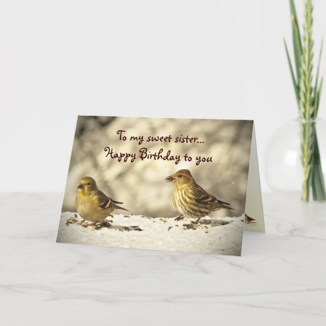 Carte Anniversaire de Goldfinch et Pine Siskin (Devant)