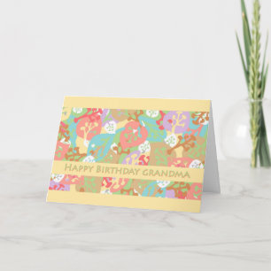 Carte Anniversaire de grand-mère, Feuilles colorés sur J