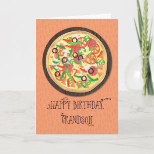 Carte Anniversaire de Grandson Tween Ado Pizza
