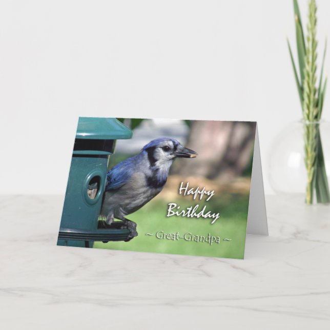 Carte Anniversaire de Great-Grand-père, Jay bleu à Feede (Devant)